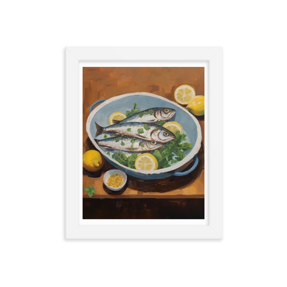 Culinary Artistry - Fresh Catch Delight - White 8″×10″ - Framed Posters