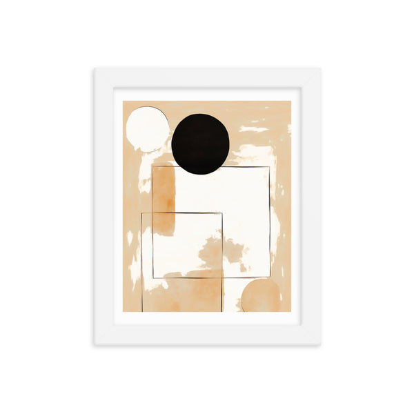 Minimalist Elegance - Geometric Shapes in Neutral Tones - White 8″×10″ - Framed Posters