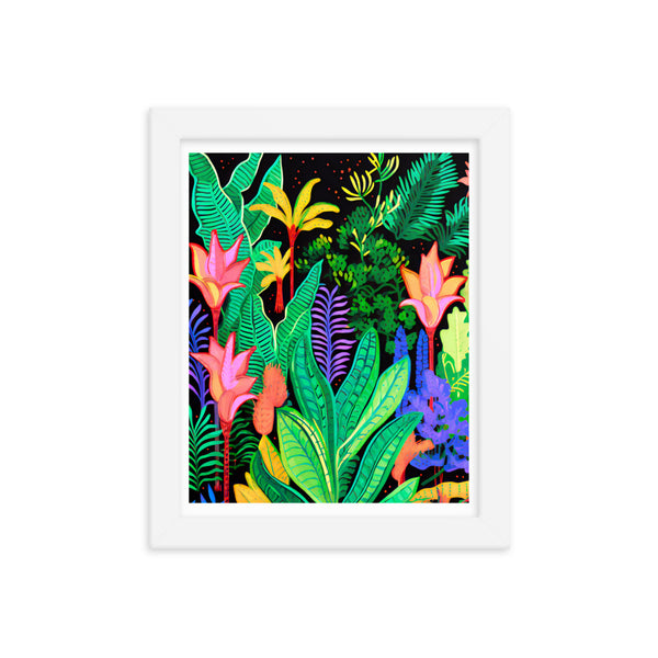 Rainforest Radiance - Colorful Canopy - White 8″×10″ - Wooden Framed Posters