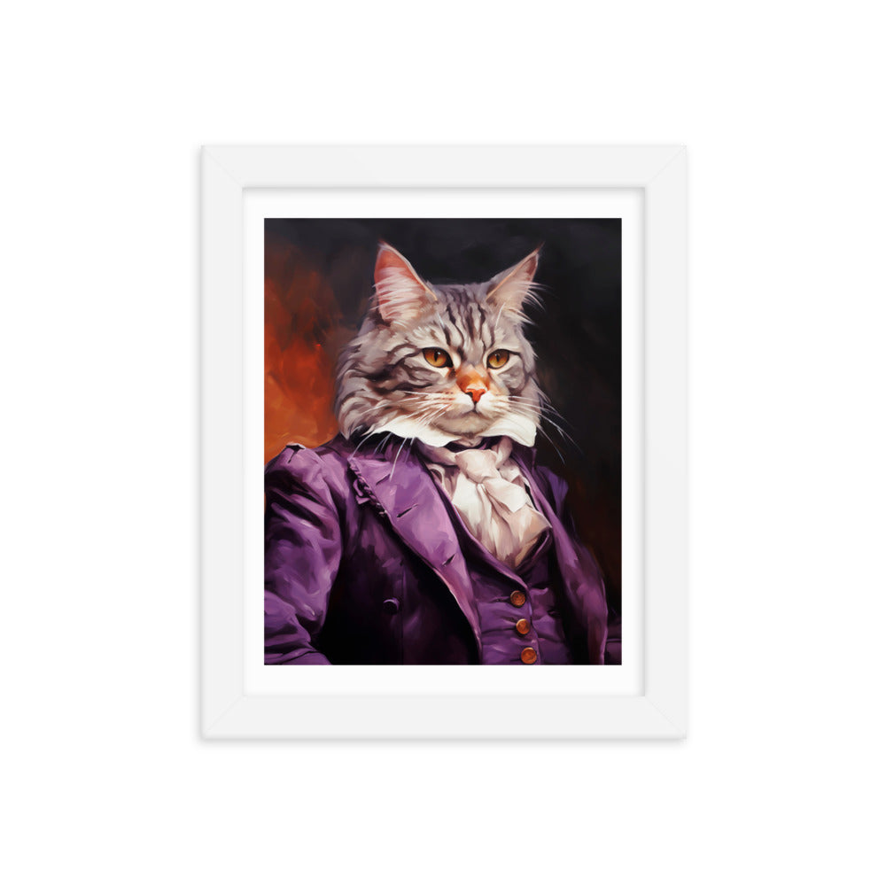 Victorian Cat - Whimsical Nobility - White 8″×10″ - Framed Posters