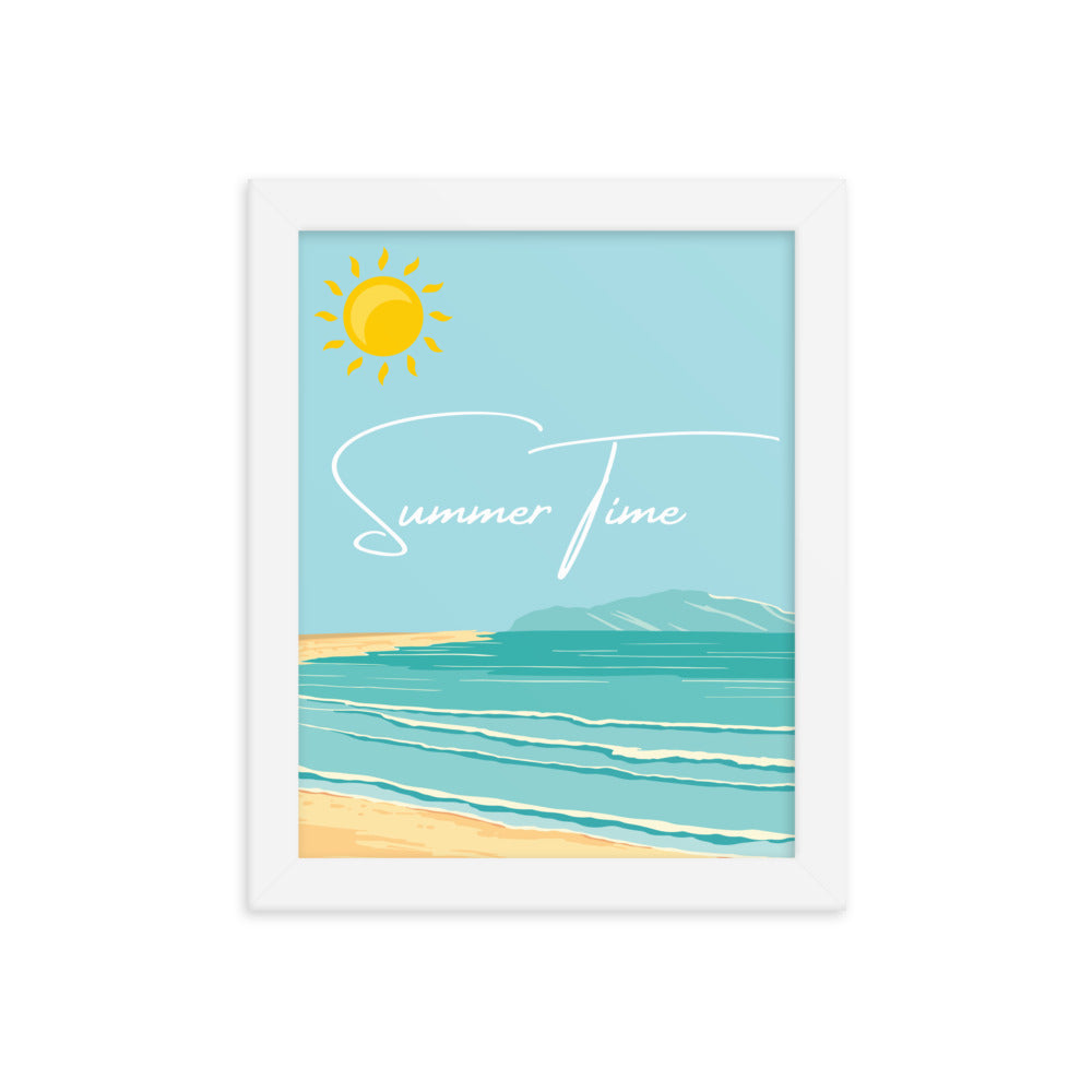 Summer Time Serenity - Framed Coastal Artwork - White 8″×10″ - Wooden Framed Posters