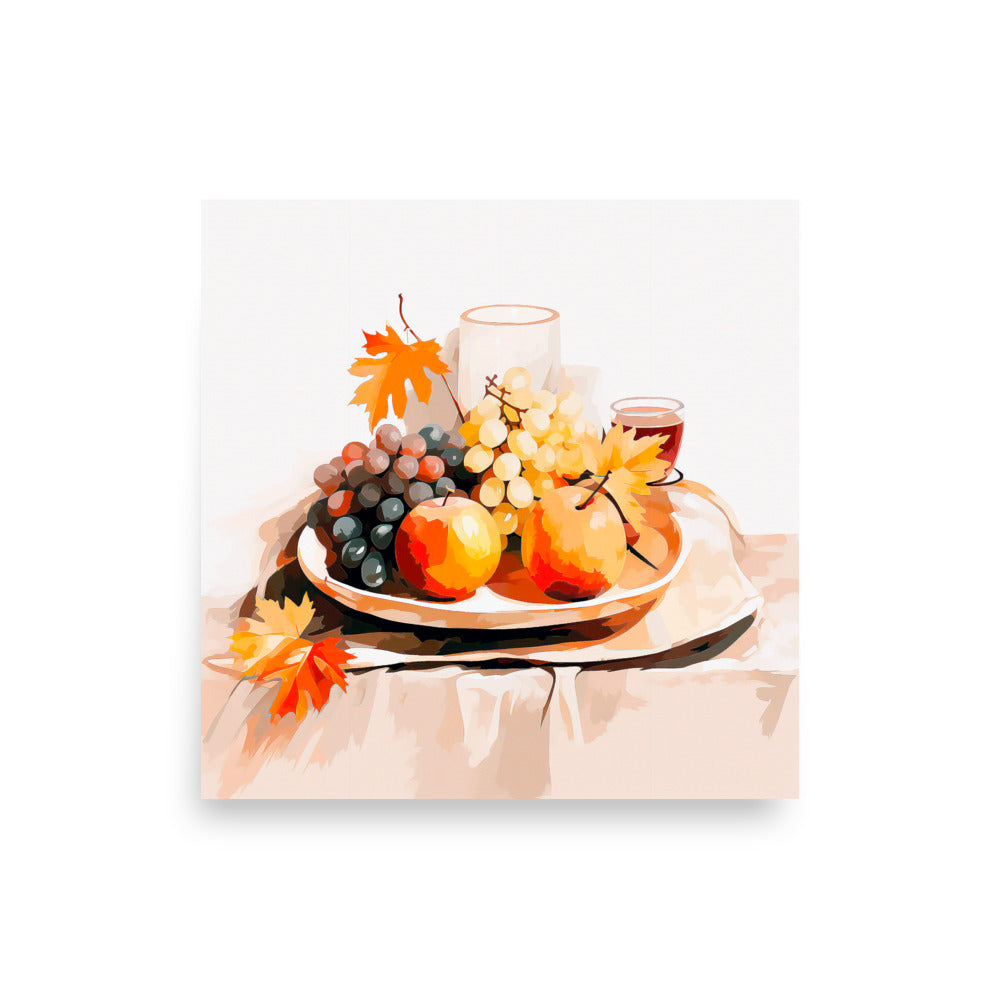 Autumn's Bounty - Classic Still Life Fruit Art - 10″×10″ - Paper Posters