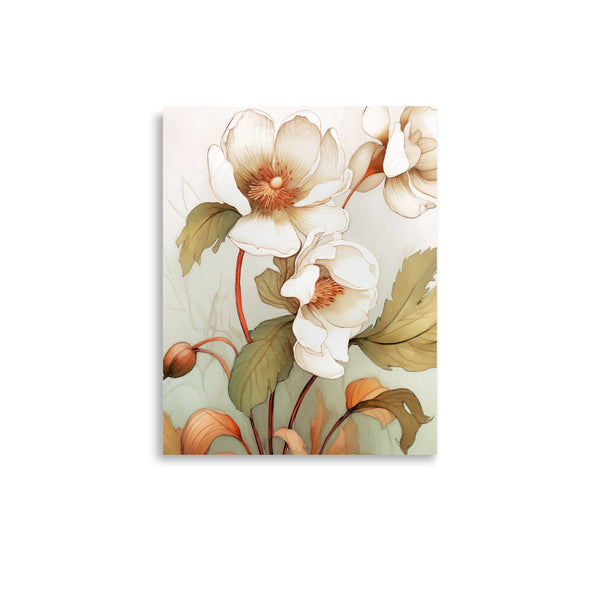 Ethereal Blooms - Timeless Floral Art - 11″×14″ - Posters