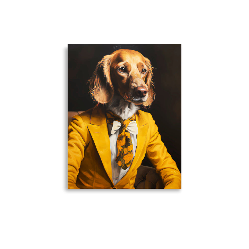 Dapper Dog in Golden Hues - A Touch of Class - 11″×14″ - Matte Poster