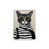 Cool Cat in Stripes - Retro Chic Poster - 12″×16″ - Paper Posters