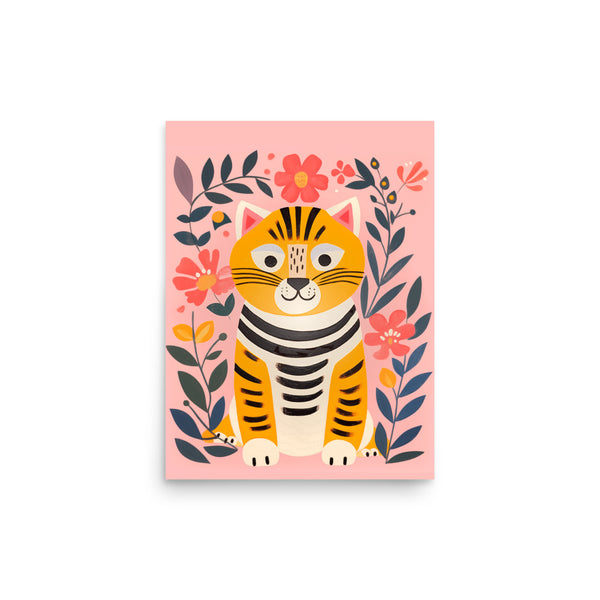 Charming Tiger Bloom - Colorful Poster - 12″×16″ - Posters