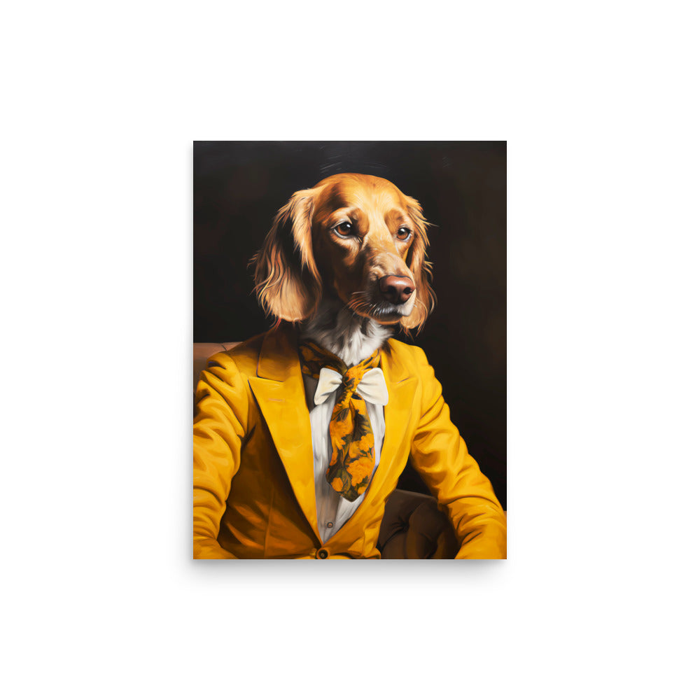 Dapper Dog in Golden Hues - A Touch of Class - 12″×16″ - Matte Poster