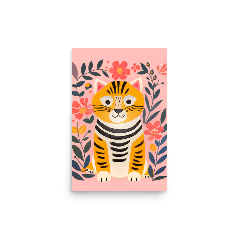 Charming Tiger Bloom - Colorful Poster - 12″×18″ - Posters