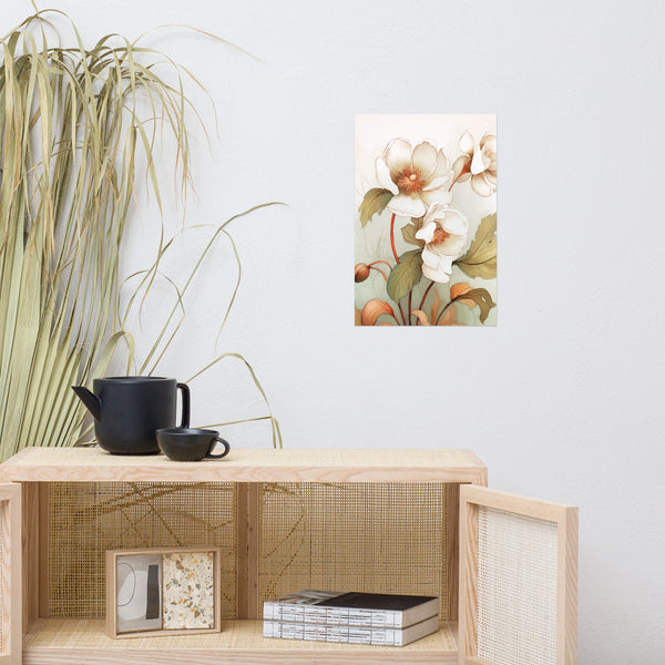 Ethereal Blooms - Timeless Floral Art - 12″×18″ - Posters