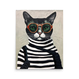 Cool Cat in Stripes - Retro Chic Poster - 16″×20″ - Paper Posters