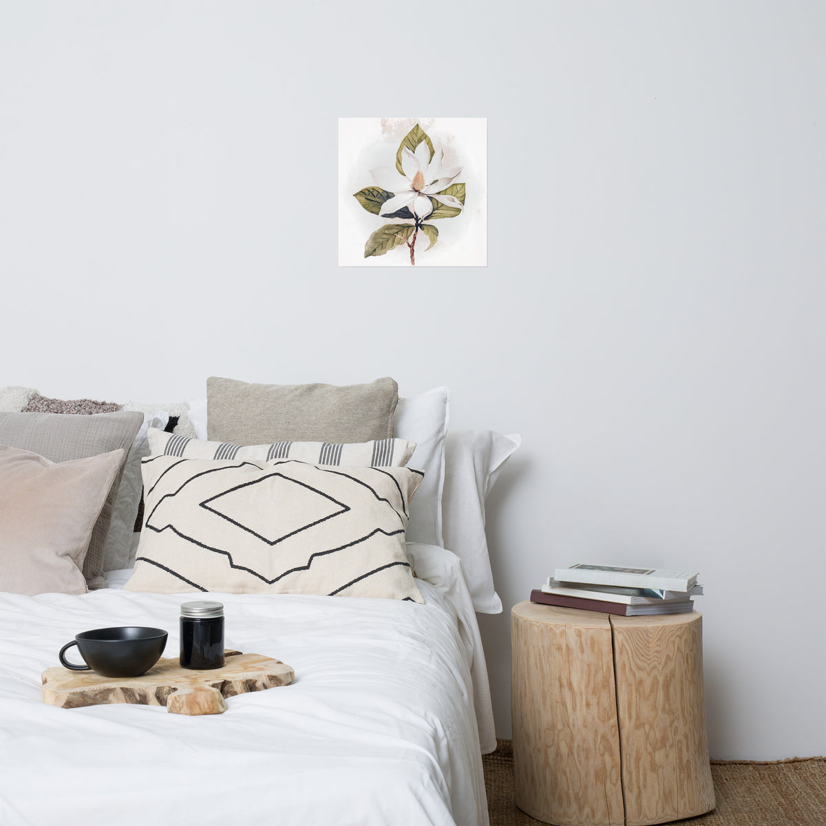 Botanical Beauty - White Magnolia - 18″×18″ - Posters