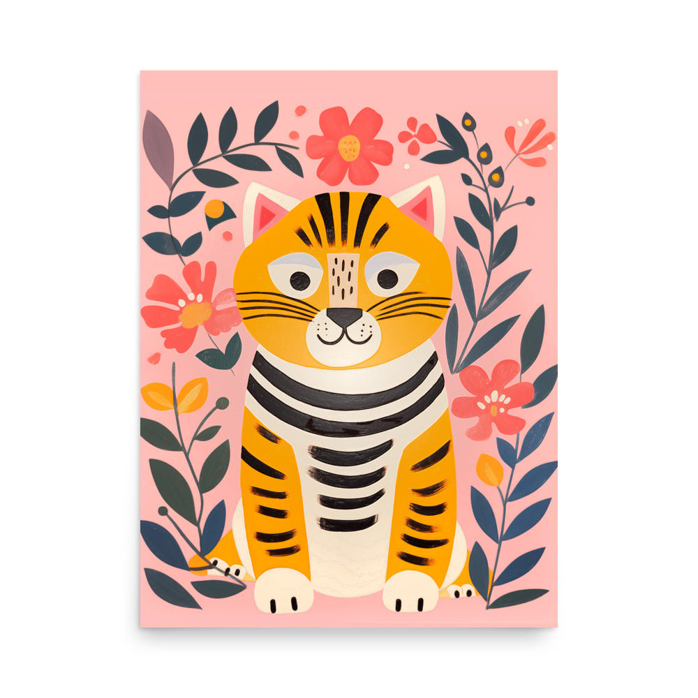 Charming Tiger Bloom - Colorful Poster - 18″×24″ - Posters