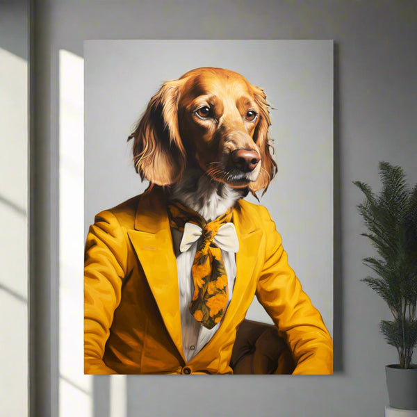 Dapper Dog in Golden Hues - A Touch of Class - 18″×24″ - Matte Poster