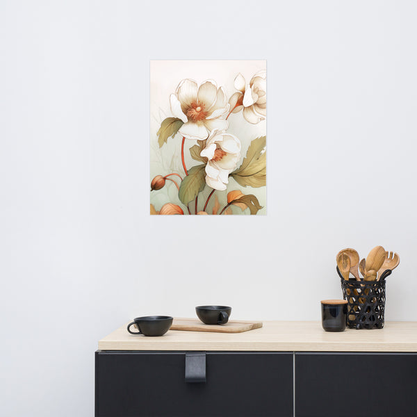 Ethereal Blooms - Timeless Floral Art - 18″×24″ - Posters