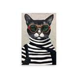 Cool Cat in Stripes - Retro Chic Poster - 20″×30″ - Paper Posters