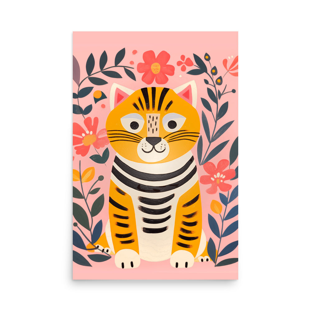 Charming Tiger Bloom - Colorful Poster - 24″×36″ - Posters