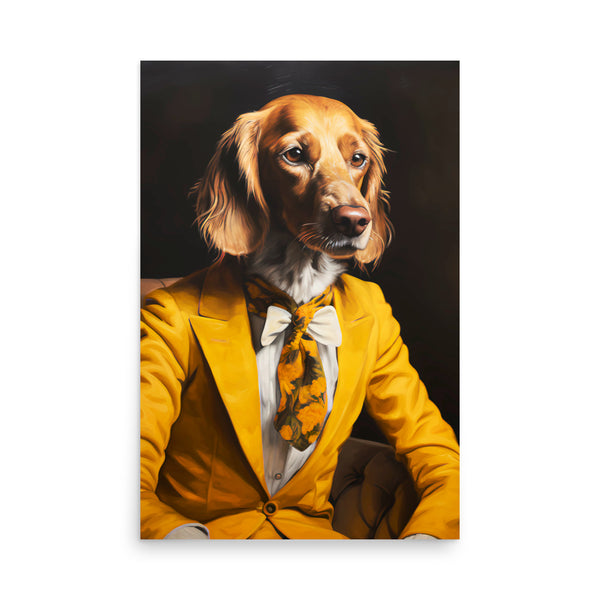 Dapper Dog in Golden Hues - A Touch of Class - 24″×36″ - Matte Poster