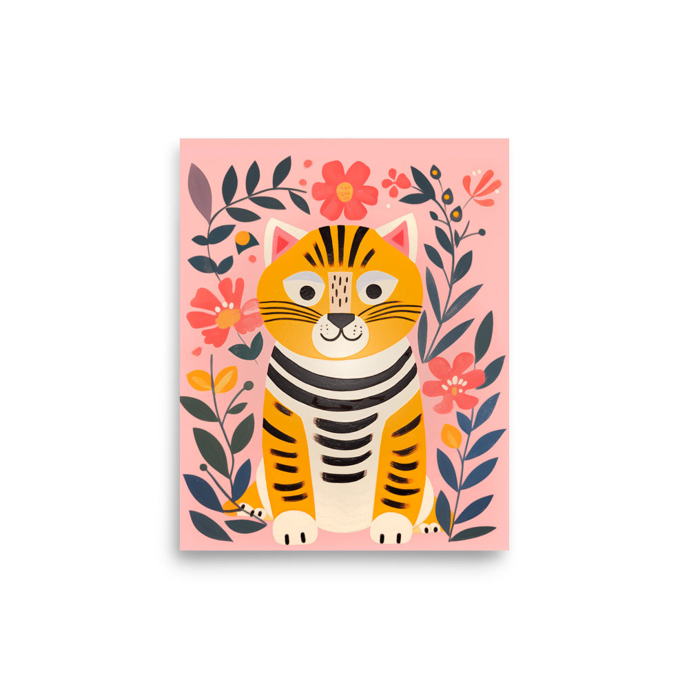 Charming Tiger Bloom - Colorful Poster - 8″×10″ - Posters