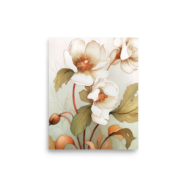 Ethereal Blooms - Timeless Floral Art - 8″×10″ - Posters