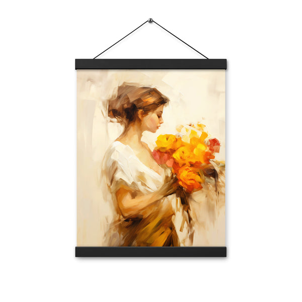 Whispers of Spring - Floral Elegance - Black 12″×16″ - Poster With Hanger