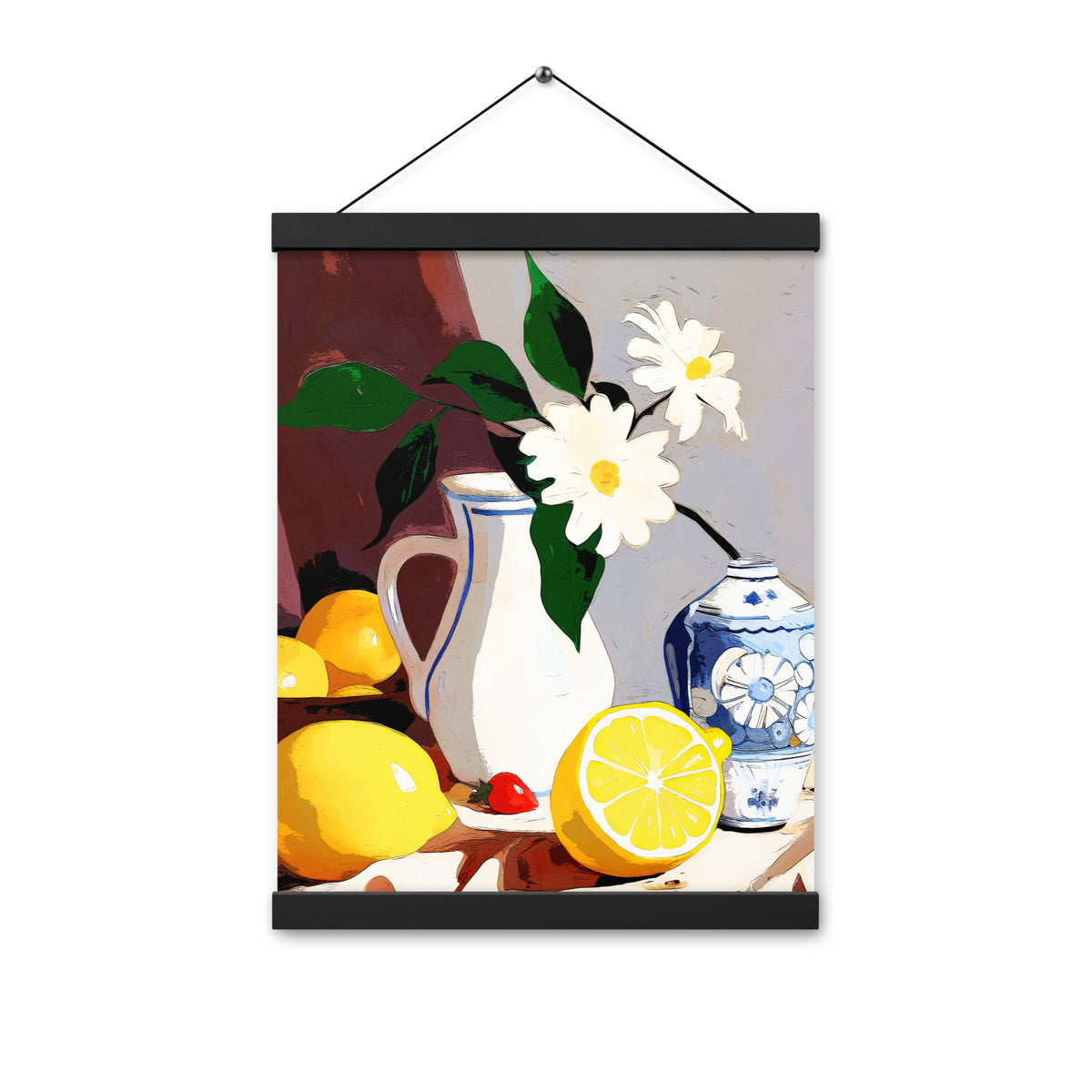 Lemon Fresh - Artful Still Life - Black 12″×16″ - Posters With Hanger