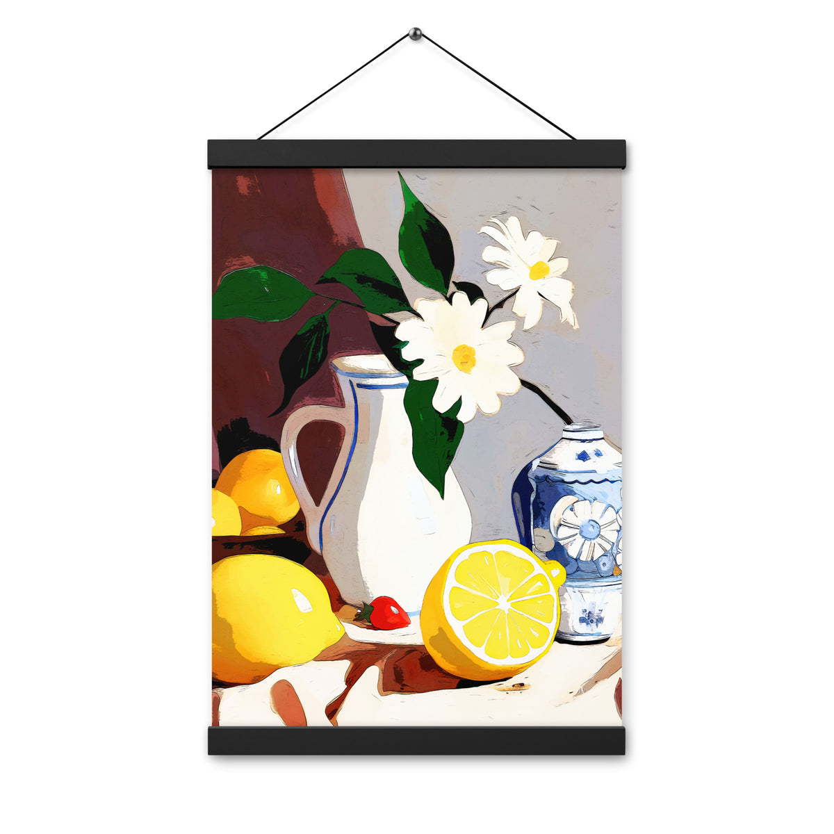 Lemon Fresh - Artful Still Life - Black 12″×18″ - Posters With Hanger