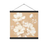 Blossoming Serenity - Elegant Floral Wall Art - Black 16″×16″ - Posters With Hanger