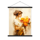 Whispers of Spring - Floral Elegance - Black 18″×24″ - Poster With Hanger