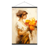 Whispers of Spring - Floral Elegance - Black 24″×36″ - Poster With Hanger