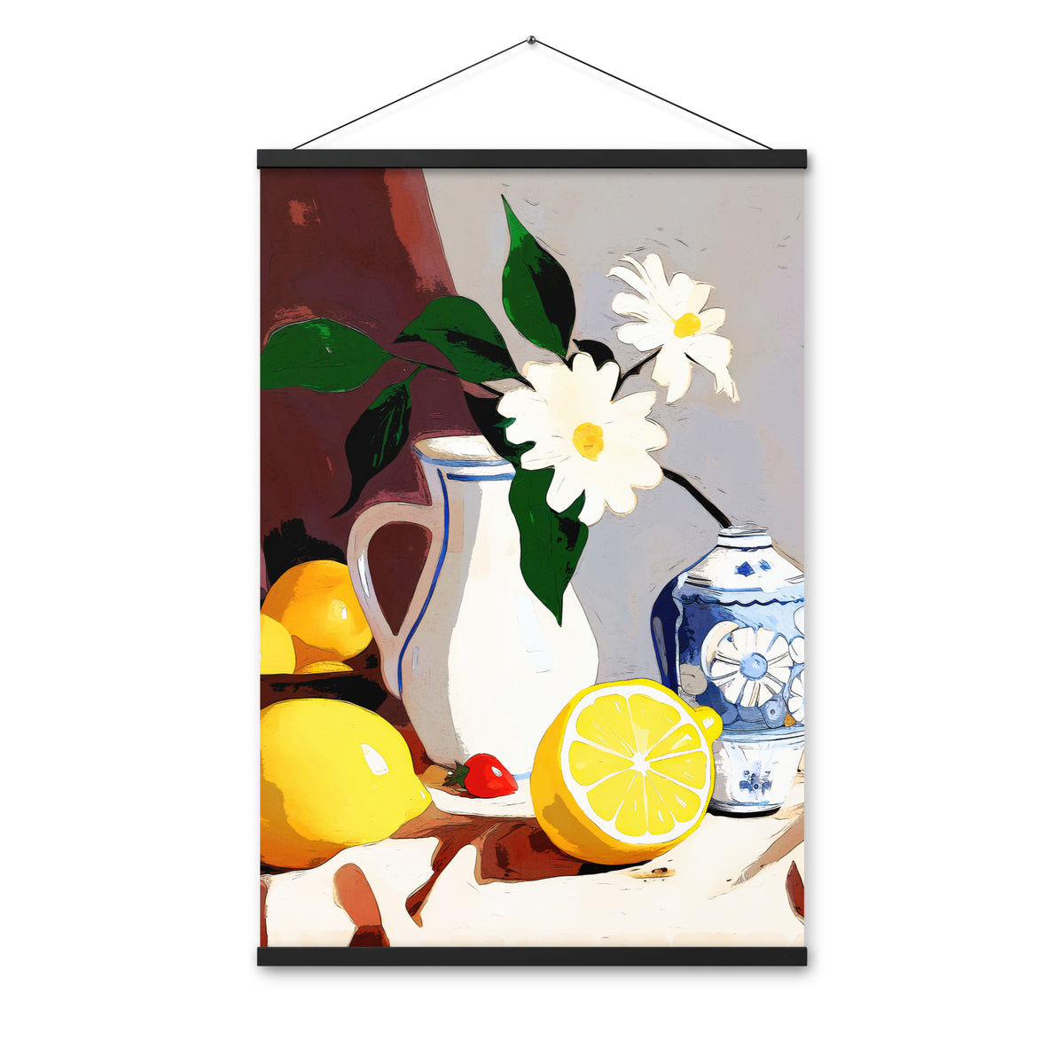 Lemon Fresh - Artful Still Life - Black 24″×36″ - Posters With Hanger