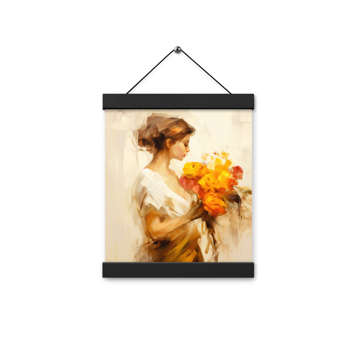 Whispers of Spring - Floral Elegance - Black 8″×10″ - Poster With Hanger