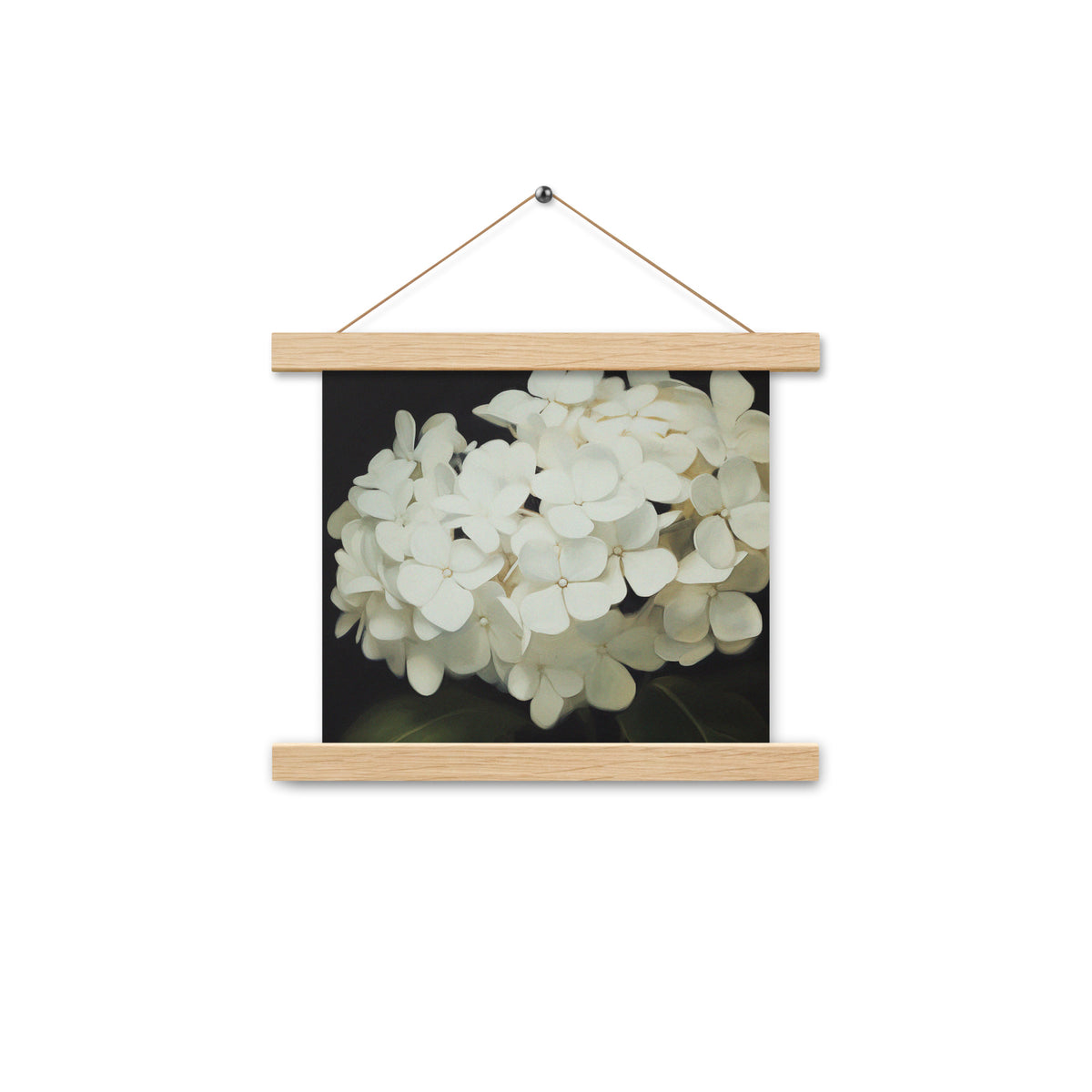 Elegant Hydrangeas - Serenity in Bloom Wall Art - Oak 10″×10″ - Posters With Hanger