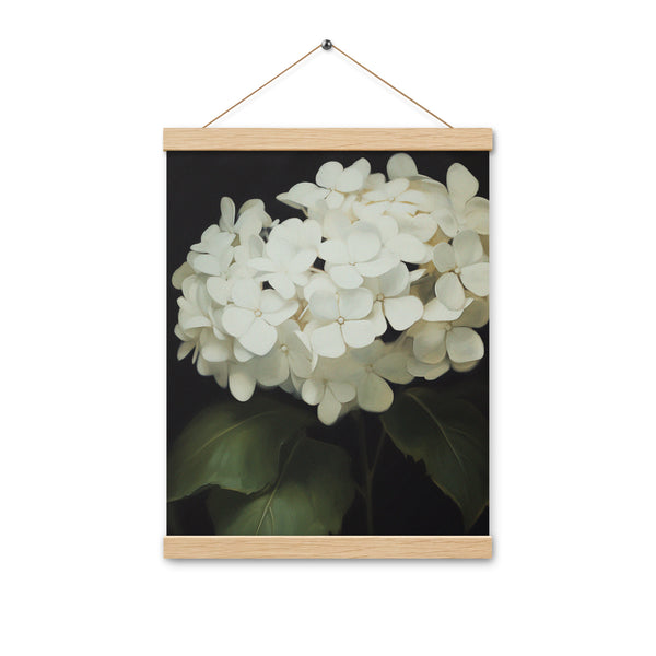 Elegant Hydrangeas - Serenity in Bloom Wall Art - Oak 12″×16″ - Posters With Hanger