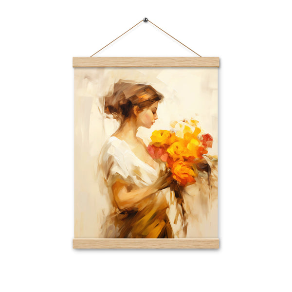 Whispers of Spring - Floral Elegance - Oak 12″×16″ - Poster With Hanger