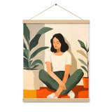 Tranquil Moments - Woman and Greenery - Oak 16″×20″ - Posters With Hanger