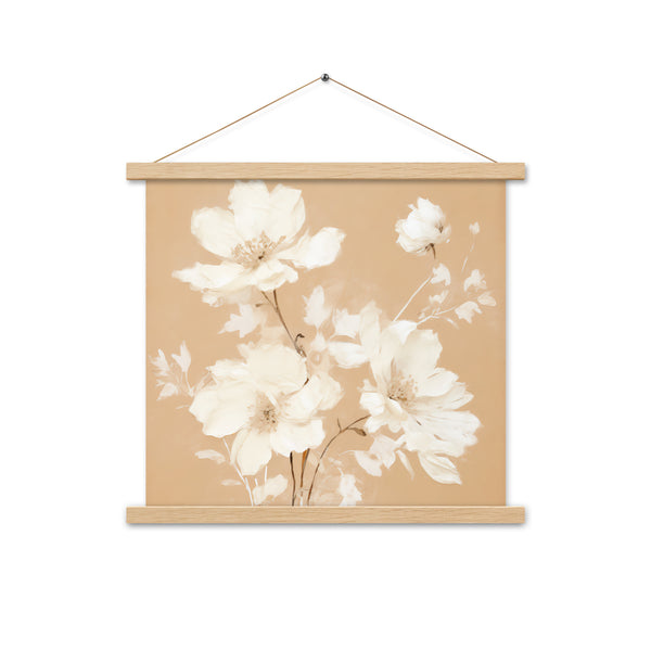 Blossoming Serenity - Elegant Floral Wall Art - Oak 18″×18″ - Posters With Hanger