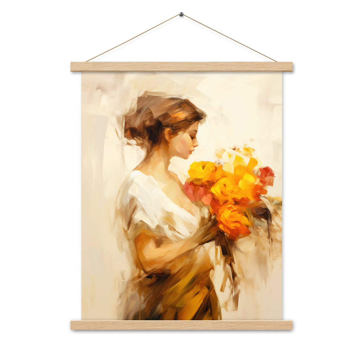 Whispers of Spring - Floral Elegance - Oak 18″×24″ - Poster With Hanger