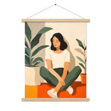 Tranquil Moments - Woman and Greenery - Oak 18″×24″ - Posters With Hanger