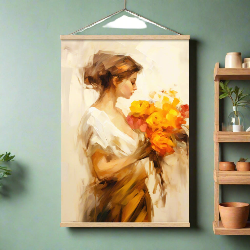 Whispers of Spring - Floral Elegance - Oak 24″×36″ - Poster With Hanger