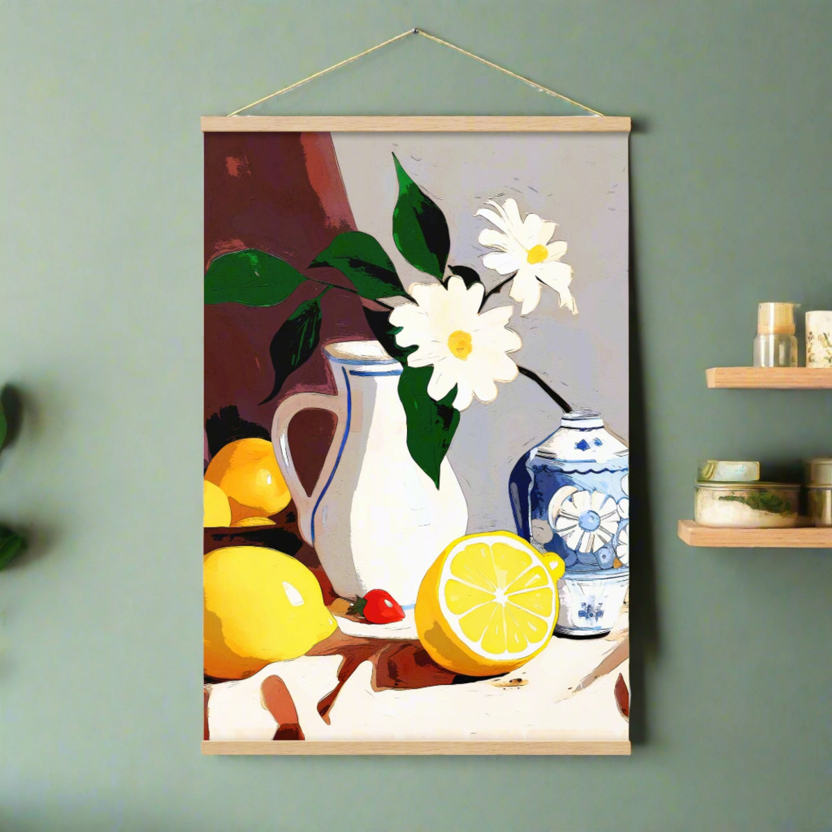 Lemon Fresh - Artful Still Life - Oak 24″×36″ - Posters With Hanger