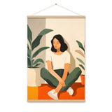 Tranquil Moments - Woman and Greenery - Oak 24″×36″ - Posters With Hanger