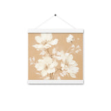 Blossoming Serenity - Elegant Floral Wall Art - White 12″×12″ - Posters With Hanger