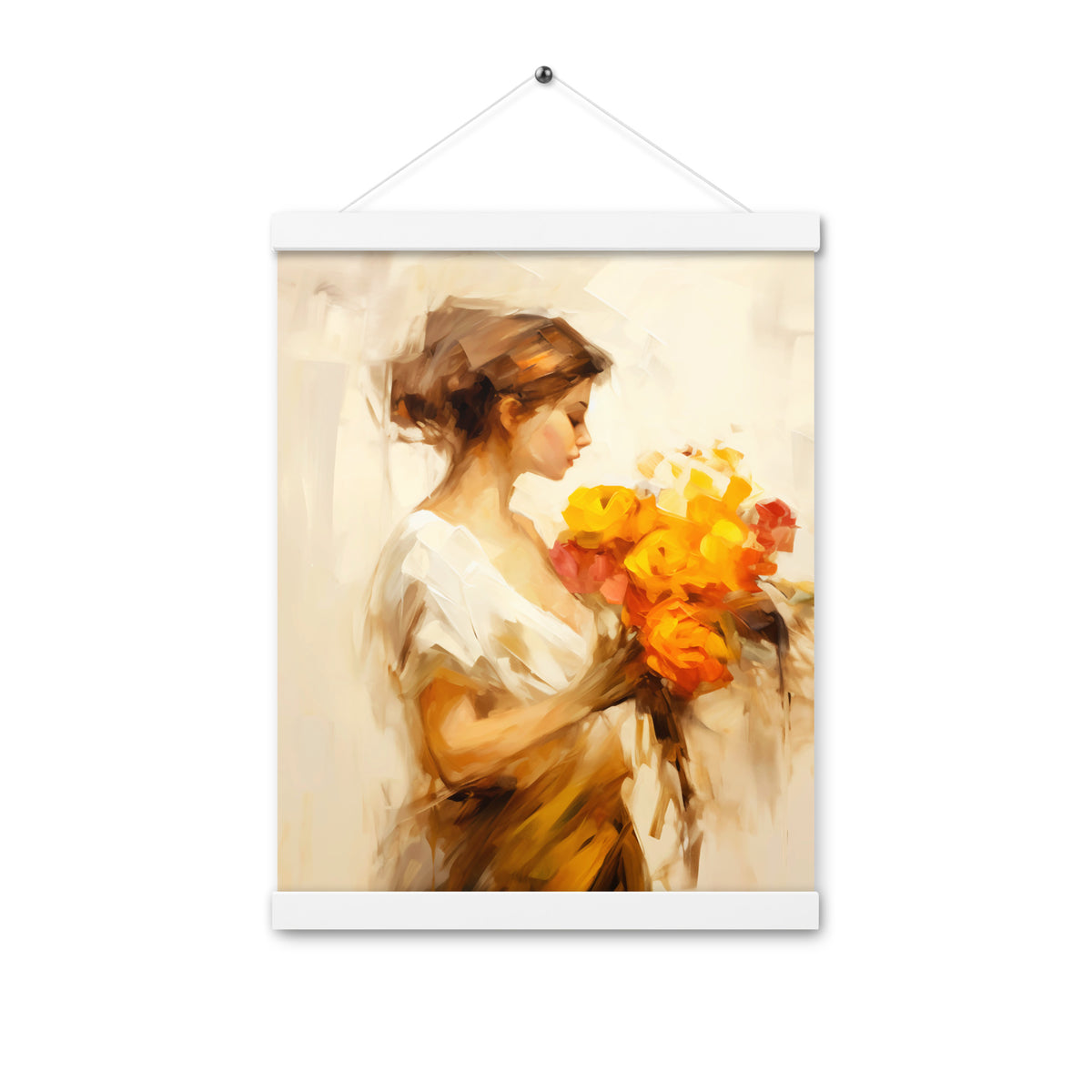 Whispers of Spring - Floral Elegance - White 12″×16″ - Poster With Hanger