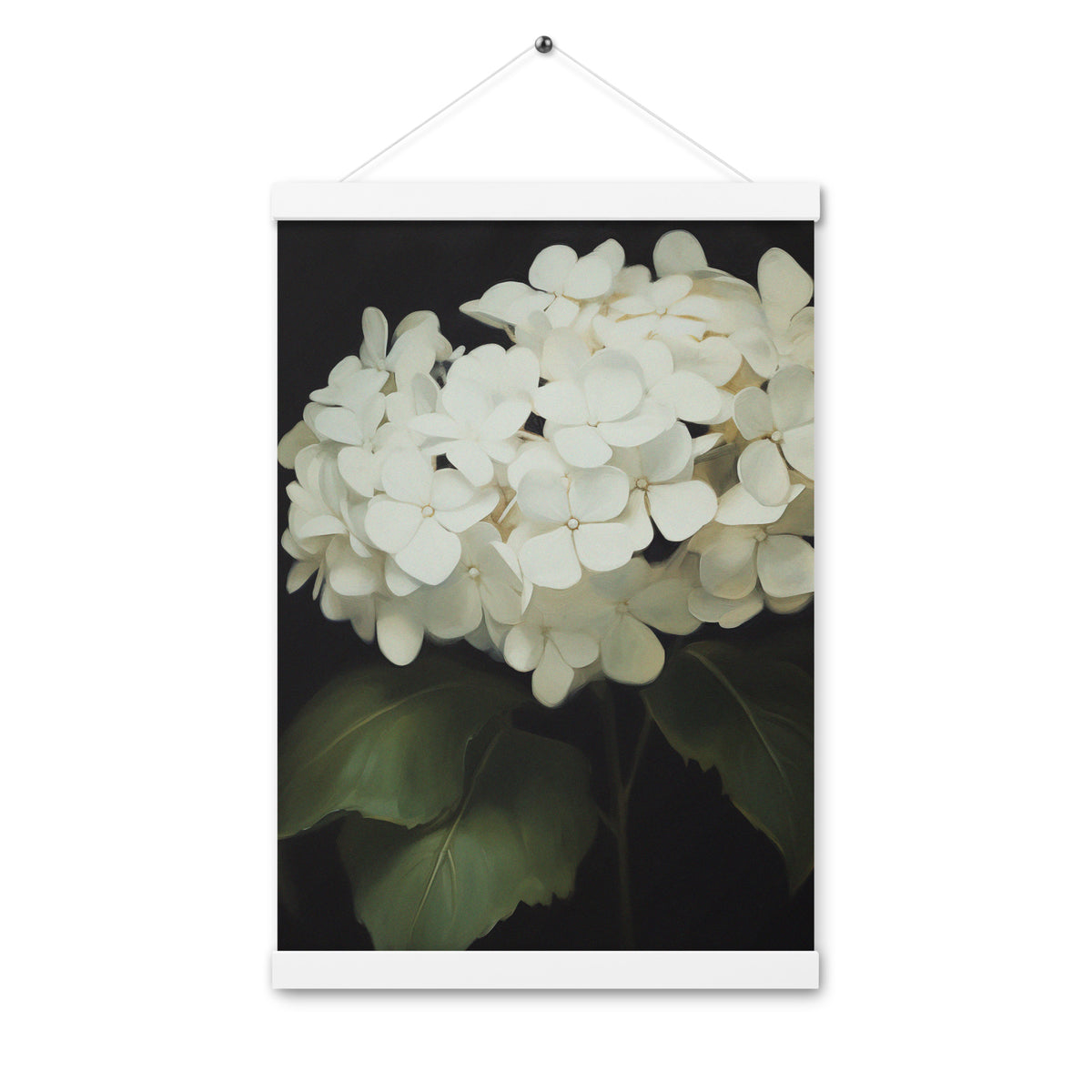 Elegant Hydrangeas - Serenity in Bloom Wall Art - White 12″×18″ - Posters With Hanger