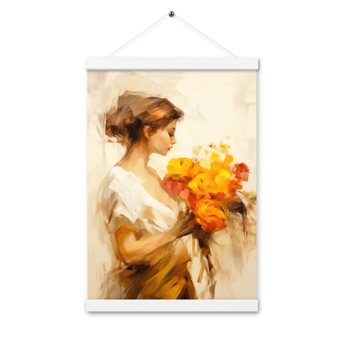 Whispers of Spring - Floral Elegance - White 12″×18″ - Poster With Hanger