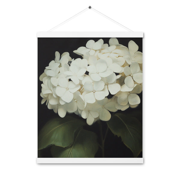 Elegant Hydrangeas - Serenity in Bloom Wall Art - White 16″×20″ - Posters With Hanger