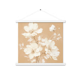 Blossoming Serenity - Elegant Floral Wall Art - White 18″×18″ - Posters With Hanger