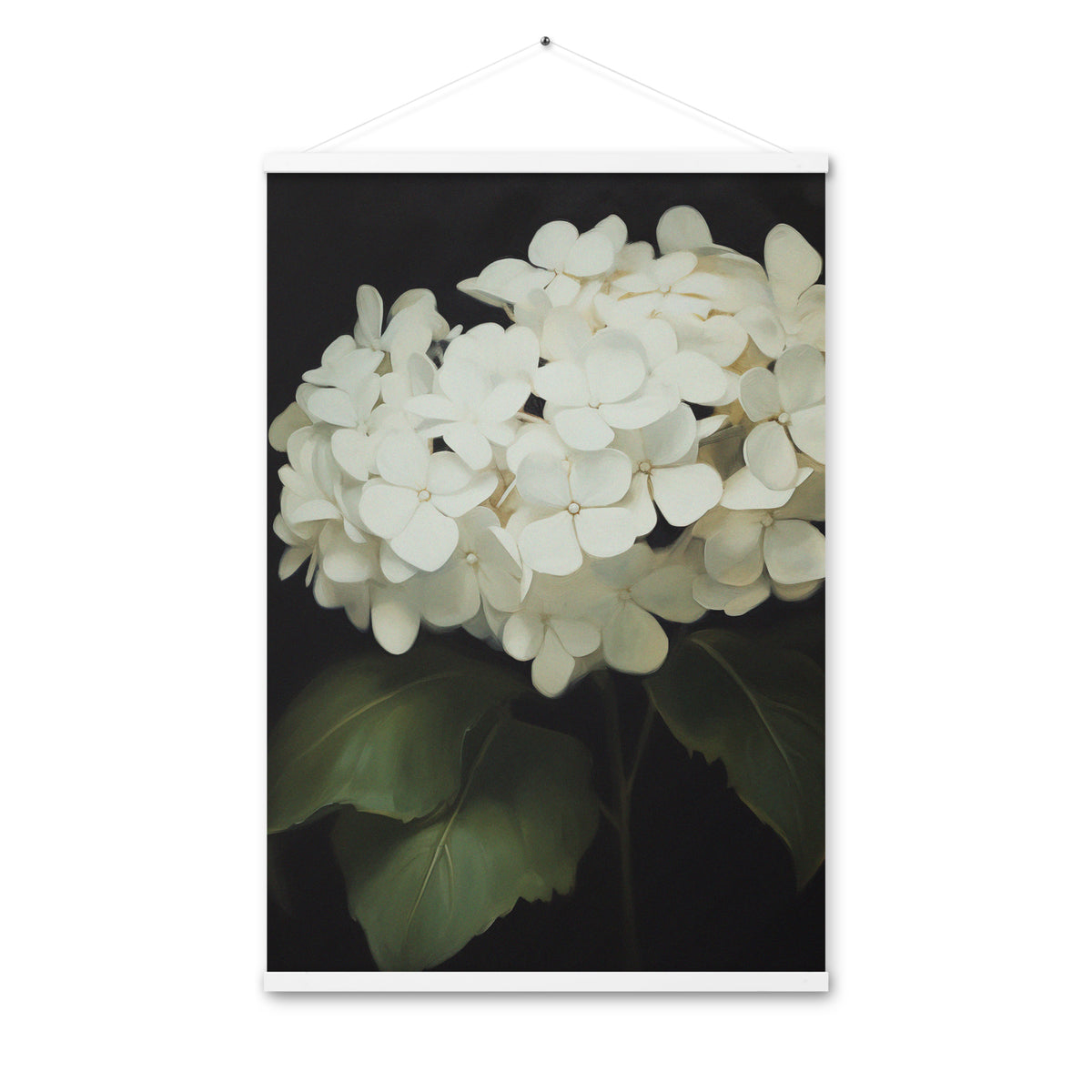 Elegant Hydrangeas - Serenity in Bloom Wall Art - White 24″×36″ - Posters With Hanger