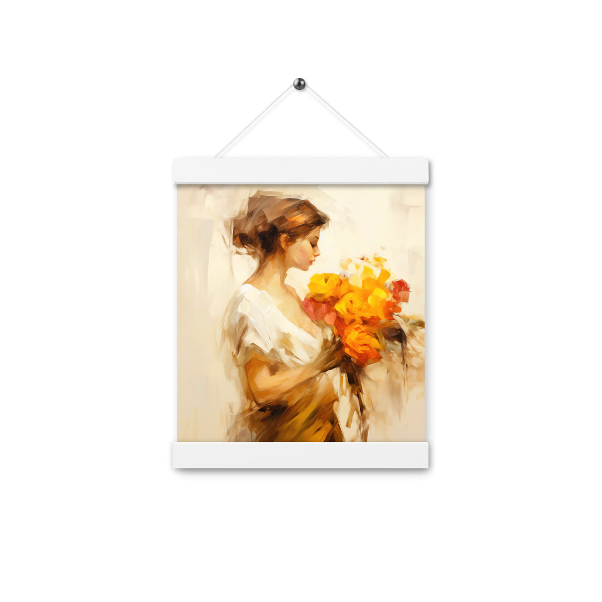 Whispers of Spring - Floral Elegance - White 8″×10″ - Poster With Hanger