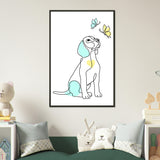 Whimsical Paws - Puppy Line Art with Soft Pastels - - Metal Framed Posters